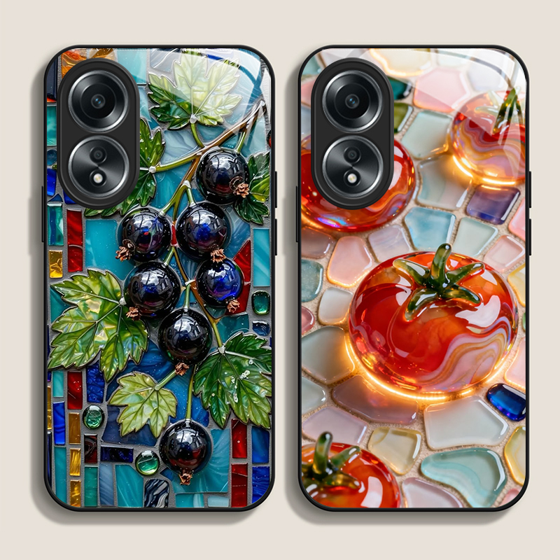 Phone Cases Oppo - 2D Flat Aesthetic Marble Fruit Pattern