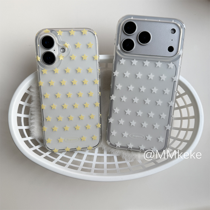 Phone Cases Yellow - Korean Ins Yellow & White Stars