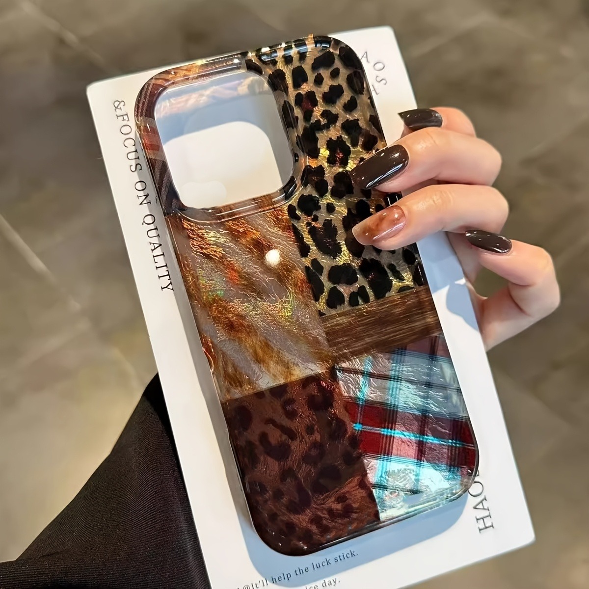 Phone Cases Brown - High-End Leopard Print And Tinfoil Design