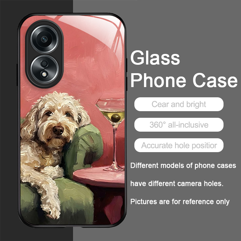 Oil Painting Yellow Dog Black  - Phone Cases Oppo 评论和价格