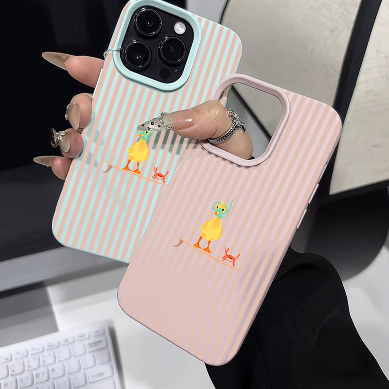 Striped Diving Yellow Duck Pho - Phone Cases Yellow 评论和价格