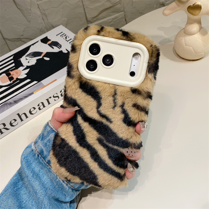 Luxury Zebra Pattern Fluffy Pl - Phone Cases Holder 评论和价格