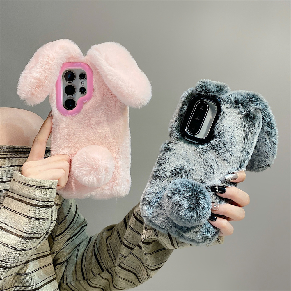 Cute Rabbit Ears Fluffy Stand  - Phone Cases Holder 评论和价格