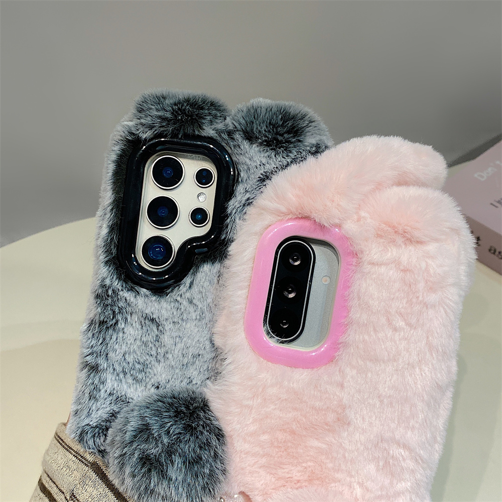 Cute Rabbit Ears Fluffy Stand  - Phone Cases Holder 评论和价格